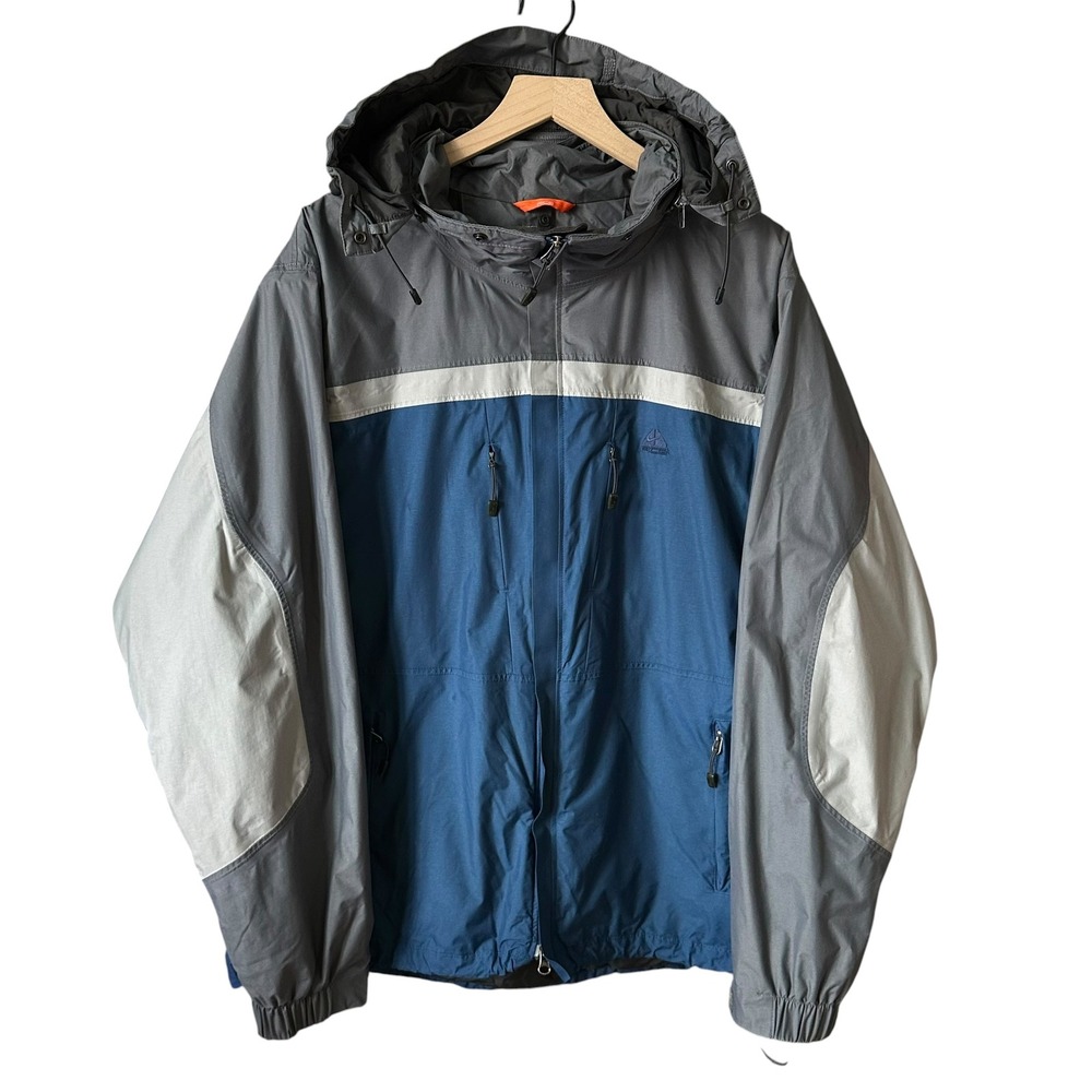 Vintage Nike ACG F.I.T. Storm Outer Layer 3 Hooded Jacket XL Blue Grey Gorpcore